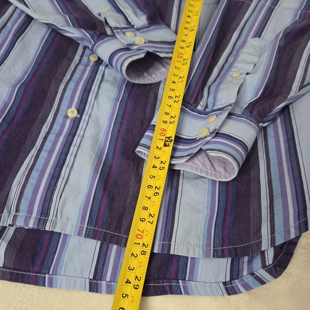 Tommy Hilfiger Shirt Men's M Blue Purpl Striped Long Sleeve Button Up 80's 2 Ply - Picture 8 of 15